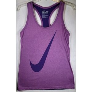 Nike Tank Top Shirt Womens Small Purple Dri‎ Fit Racerback Big Swoosh Athletic